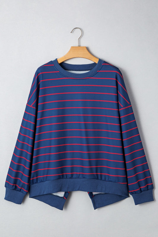 Blue Stripe Pullover Sweatshirt
