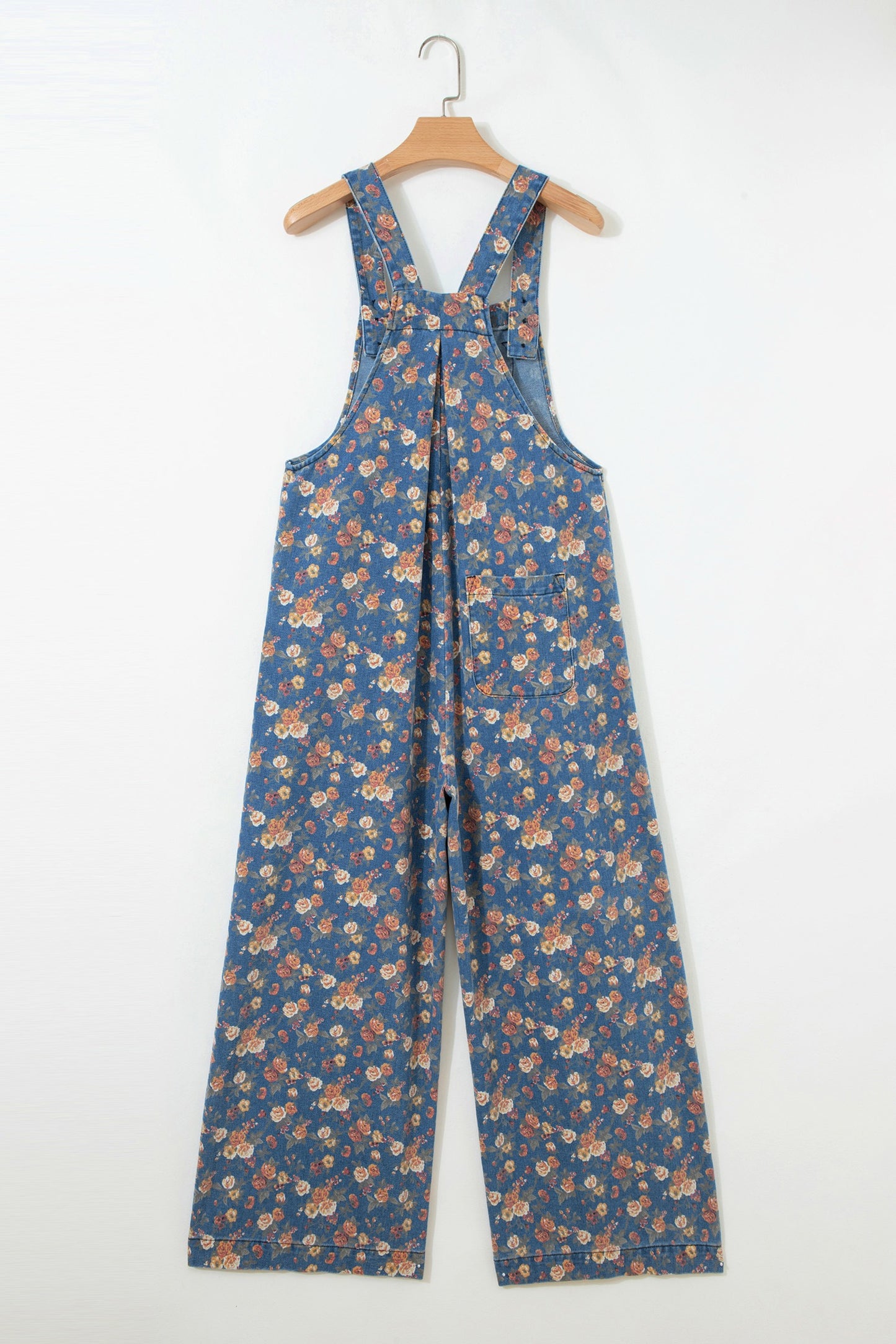 Vintage Rose Printed Pleated Loose Denim Overall (ships 4/5)