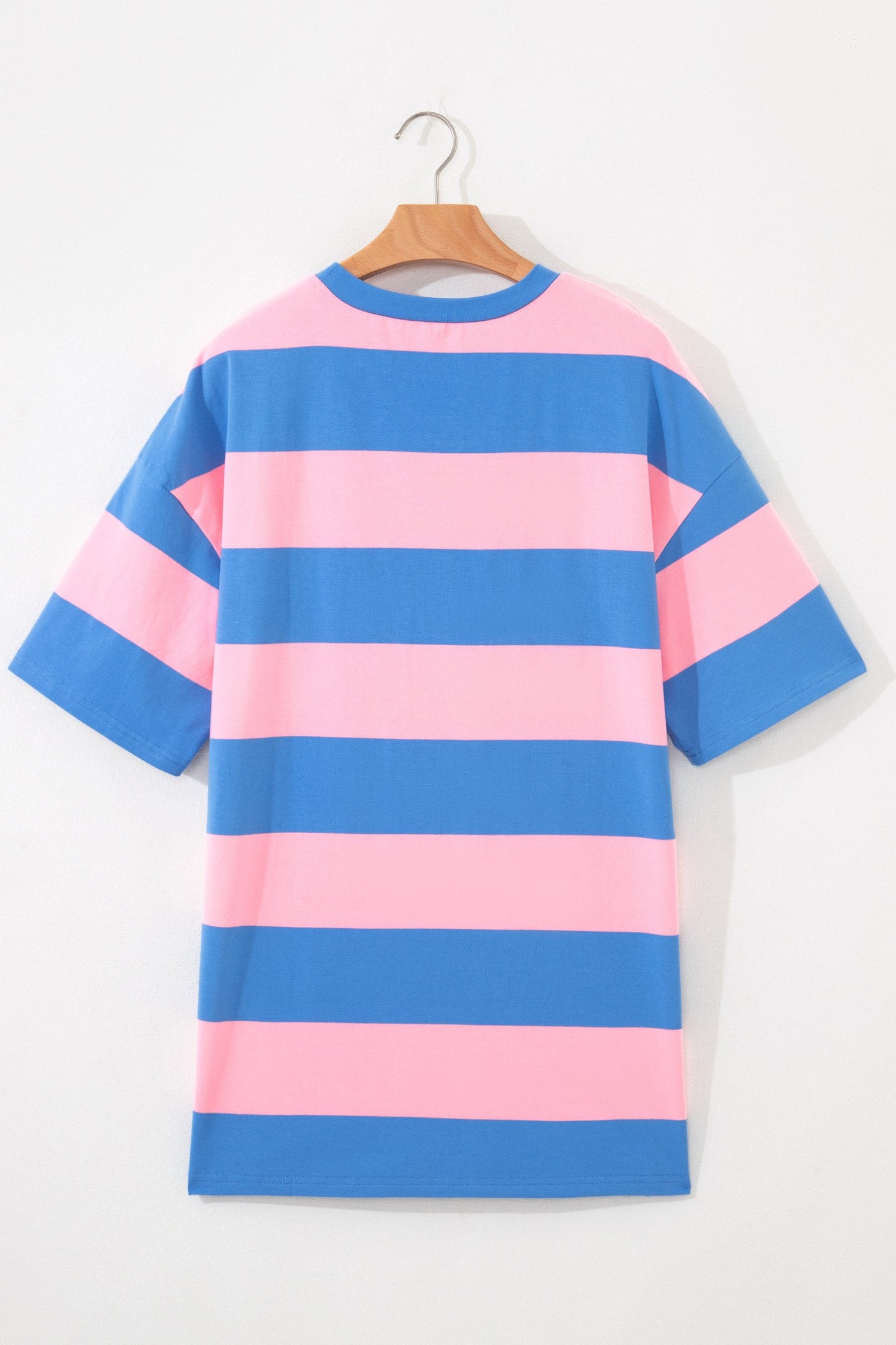Bright Pink Striped Color Block Oversize Tunic Top