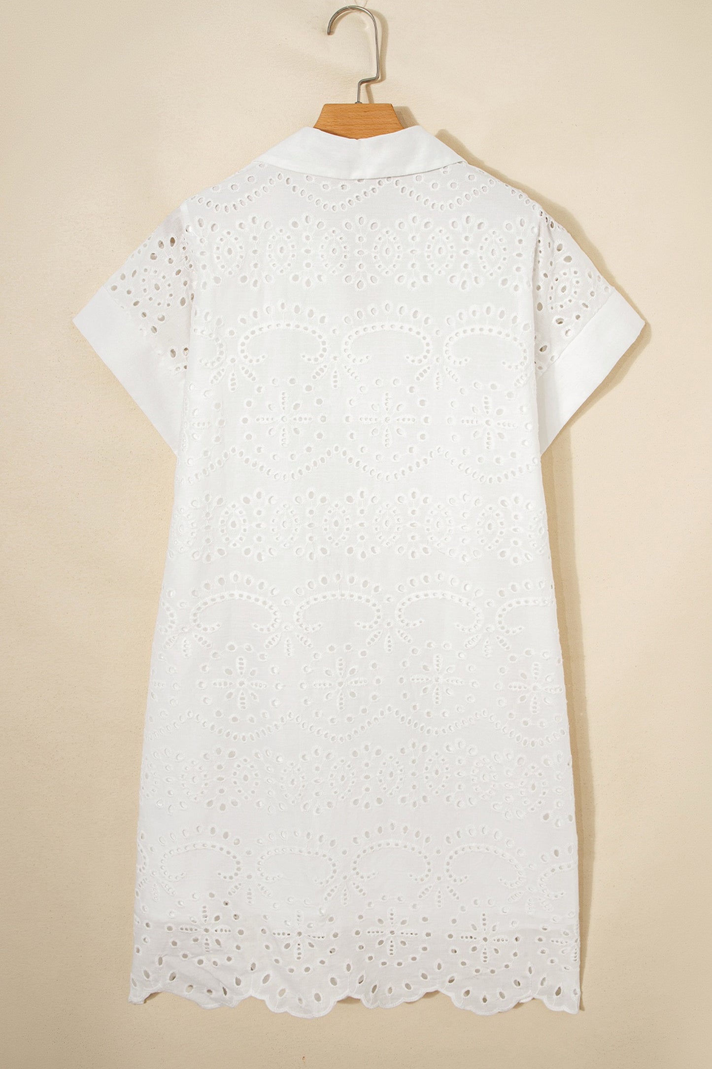 White Eyelet Embroidered Shirt Dress
