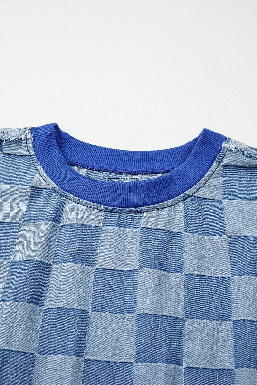 Checkerboard Oversized Denim Pullover