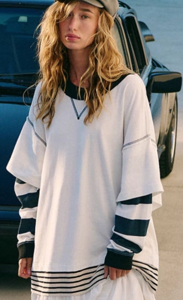Black and White Layered Sleeve Tee
