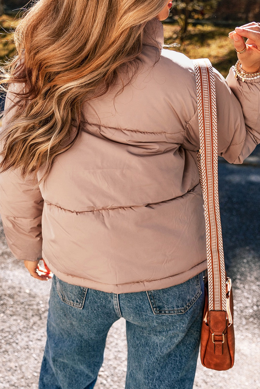 Apricot Quilted Puffer Jacket