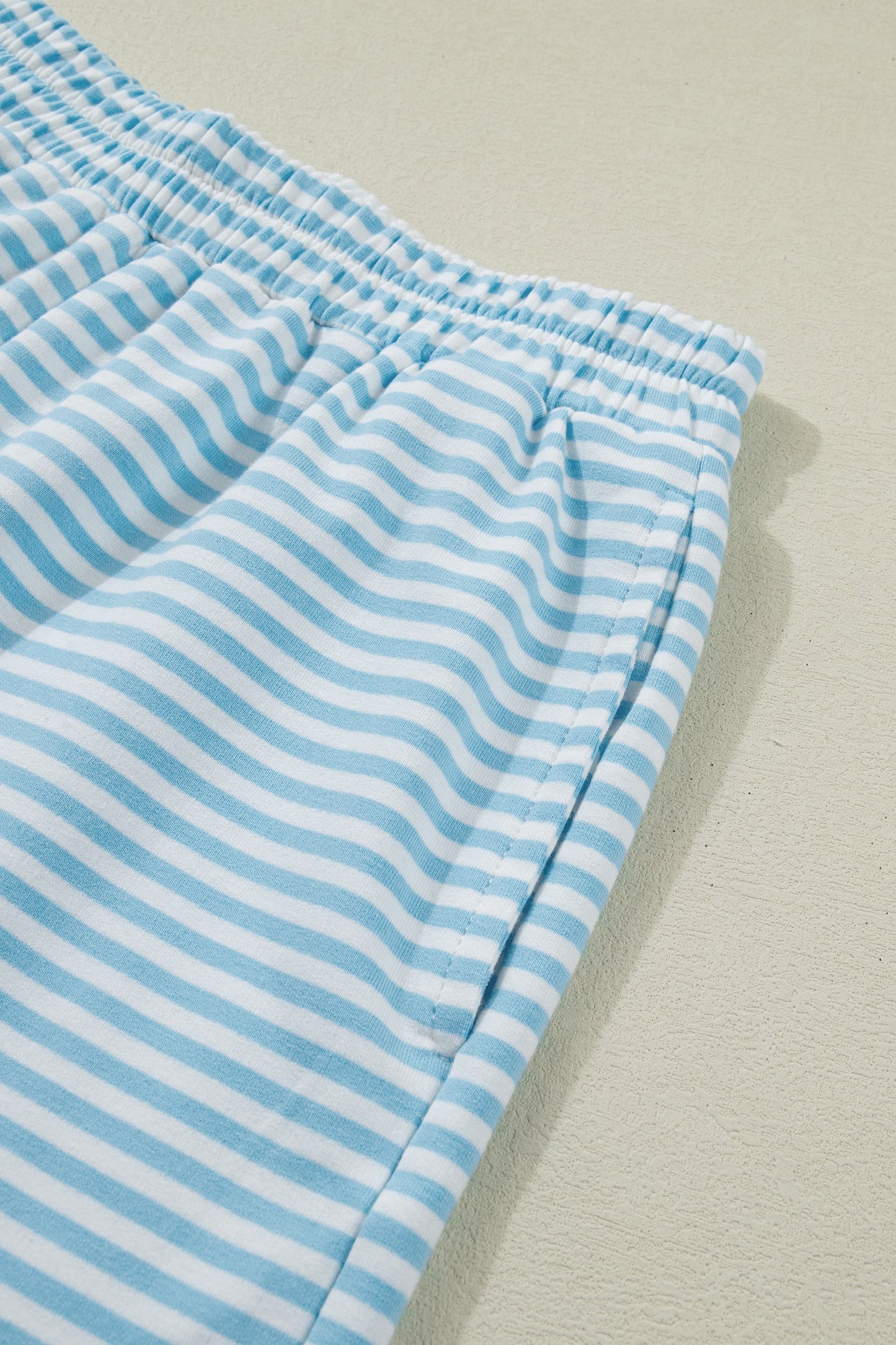 Blue Stripe Shorts Set