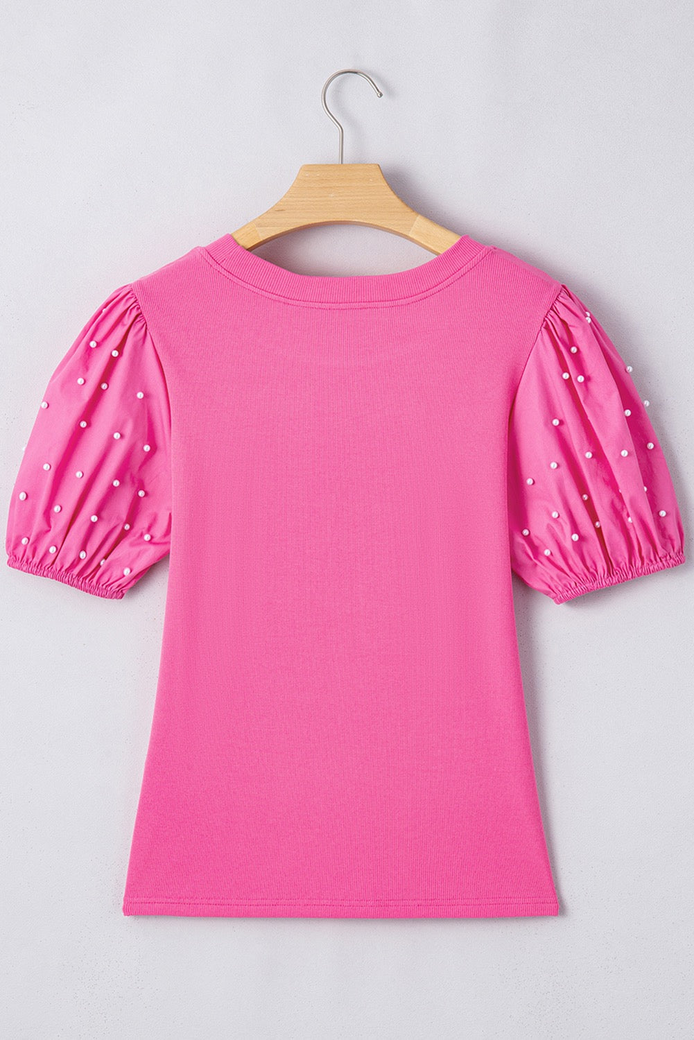 Pink Pearled Puff Sleeve Top