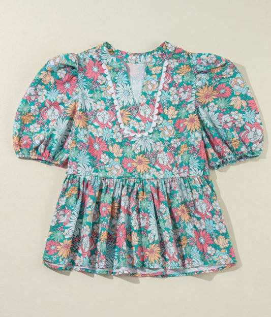 Multicolor Floral Peplum Blouse
