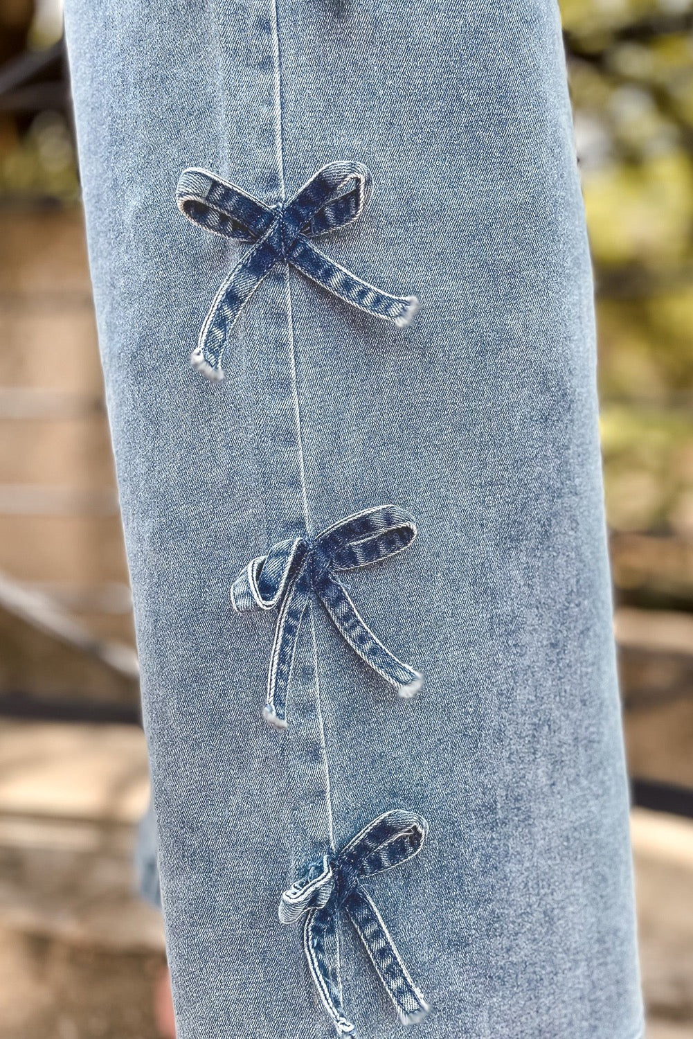 Bow Knot, side detail Straight Leg Jeans