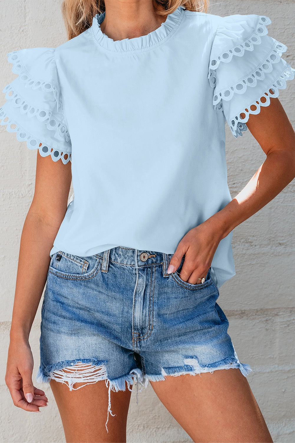 Blue Ric Rak Cap Sleeve Blouse