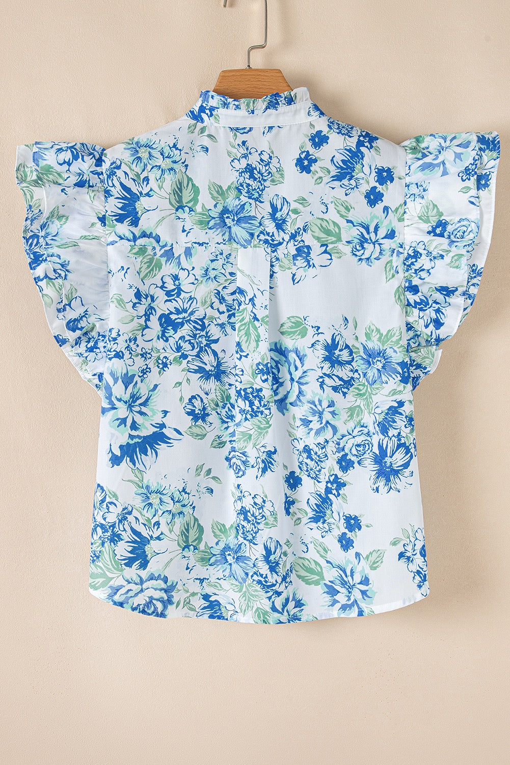 Floral Ruffle Sleeve Frilly Button Up Shirt