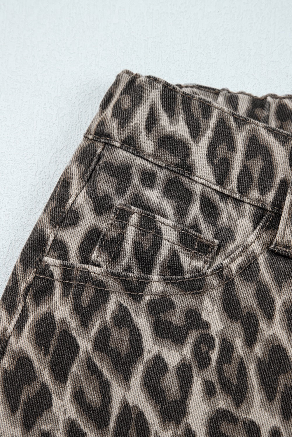 Leopard Straight Leg, Fringed Jean