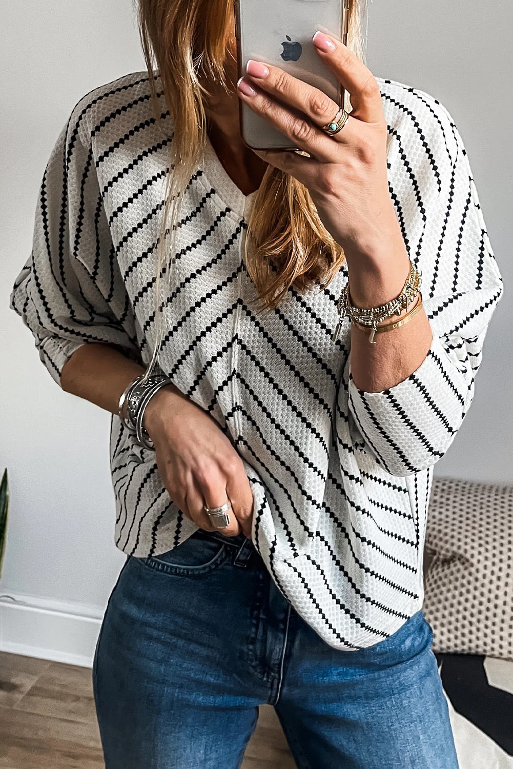 Black Chevron Stripe Top
