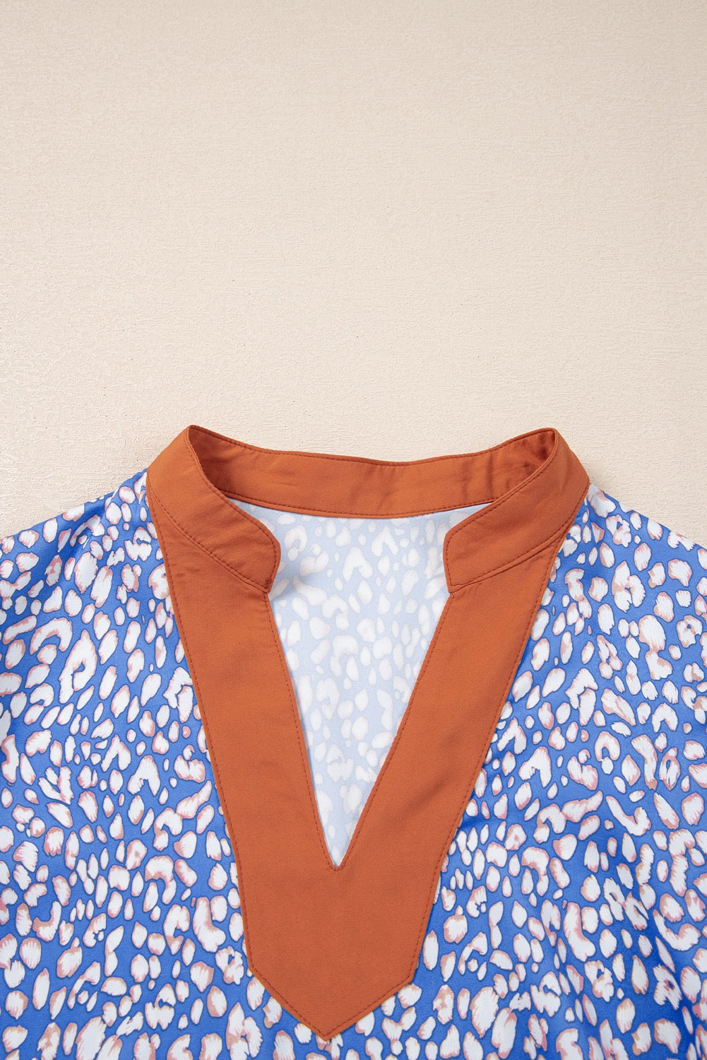 Puff Sleeve Blue Leopard Top