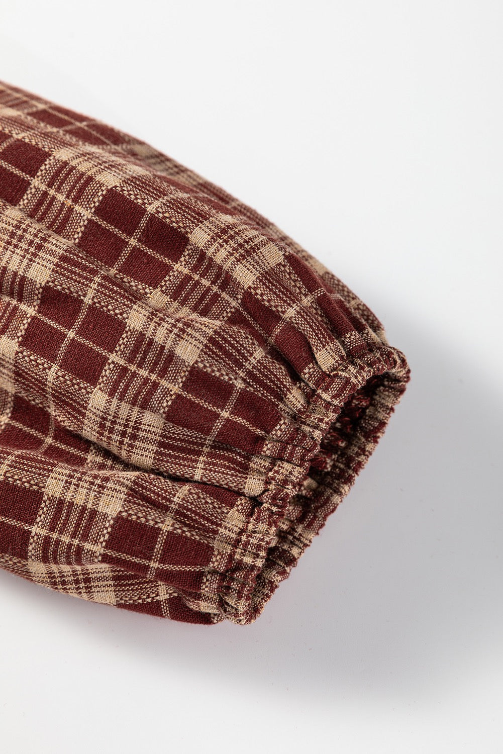Plaid Eyelet Lace Trim Button Down Loose Long Sleeve Shirt