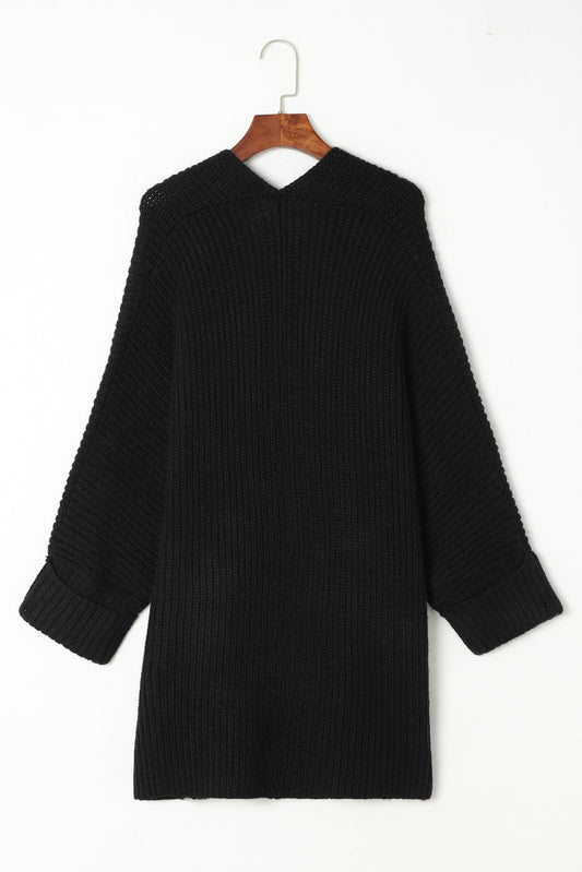 Black Oversized Open Front Cardigan