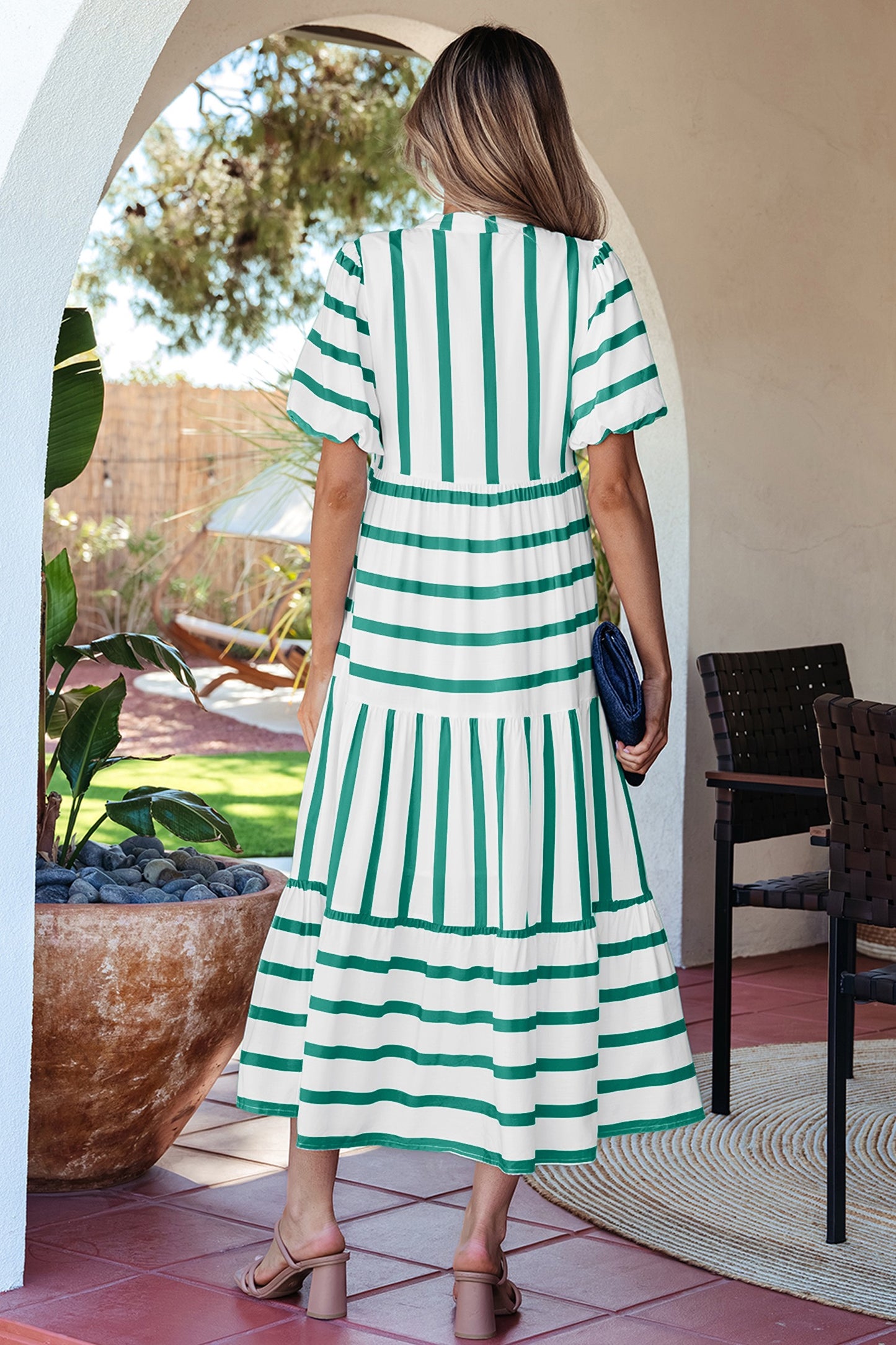Green Stripe Ricrac Trim Maxi