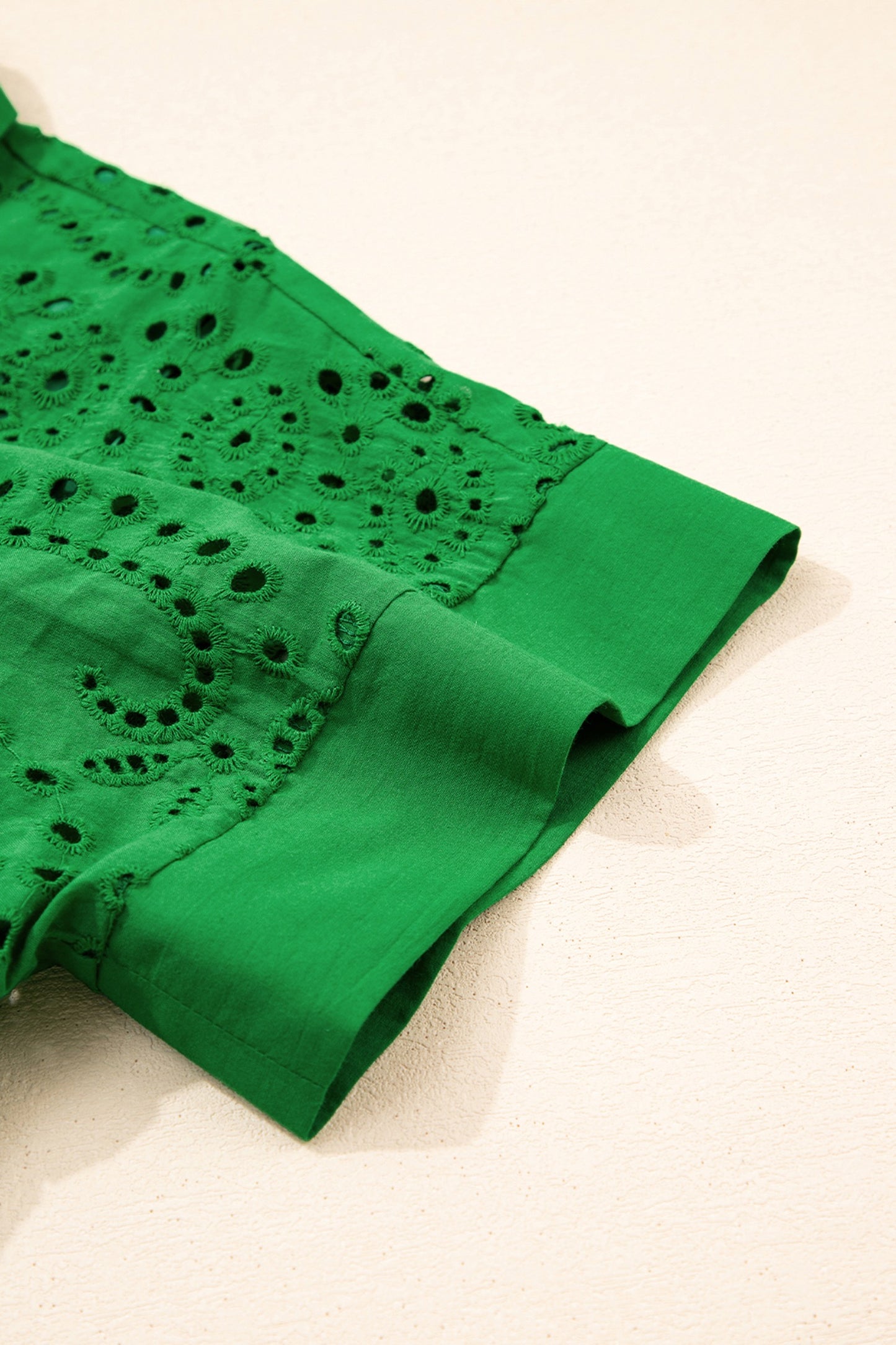Green Eyelet Embroidered Shirt Dress