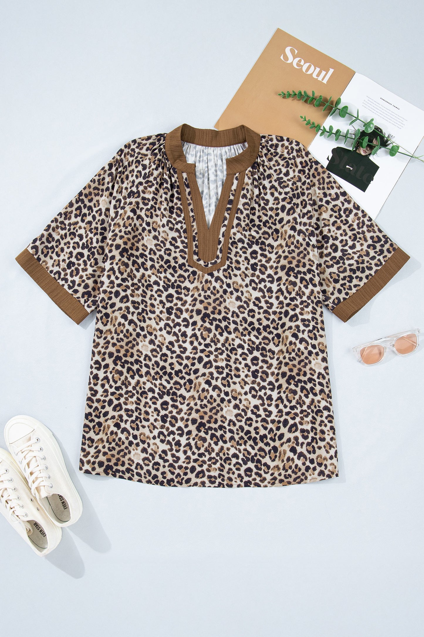 Brown Leopard Blouse