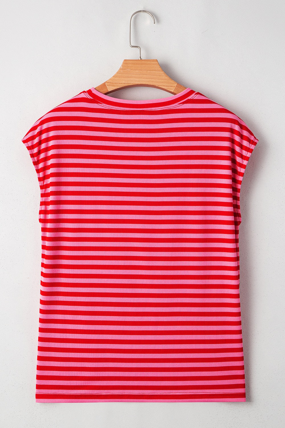 Red Stripe Cap Sleeve Tee