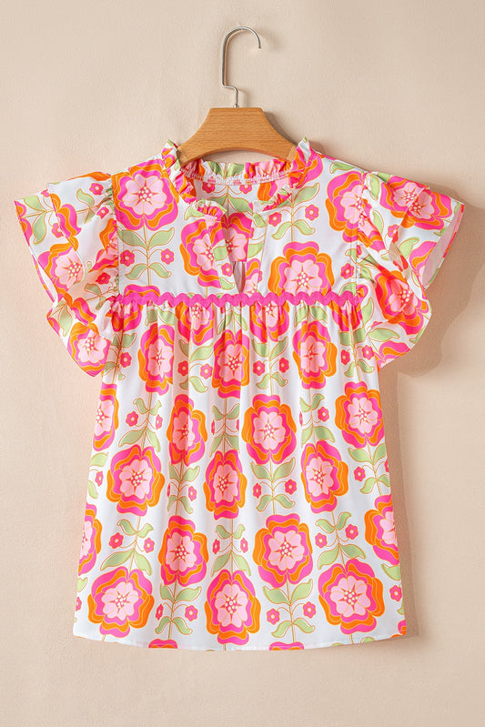 Floral Blouse Ric Rac Trim
