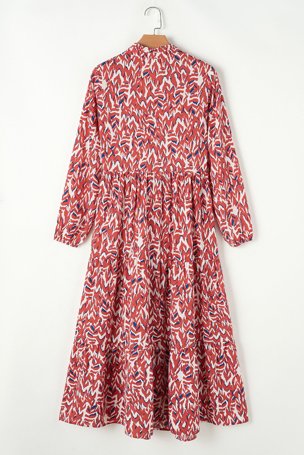 Abstract Print V Neck Maxi Dress