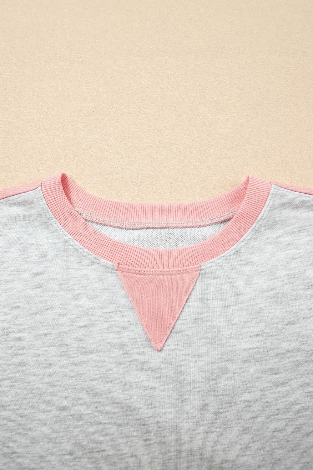 Light Grey Color Block Raw Hem Pullover and Casual Shorts Set