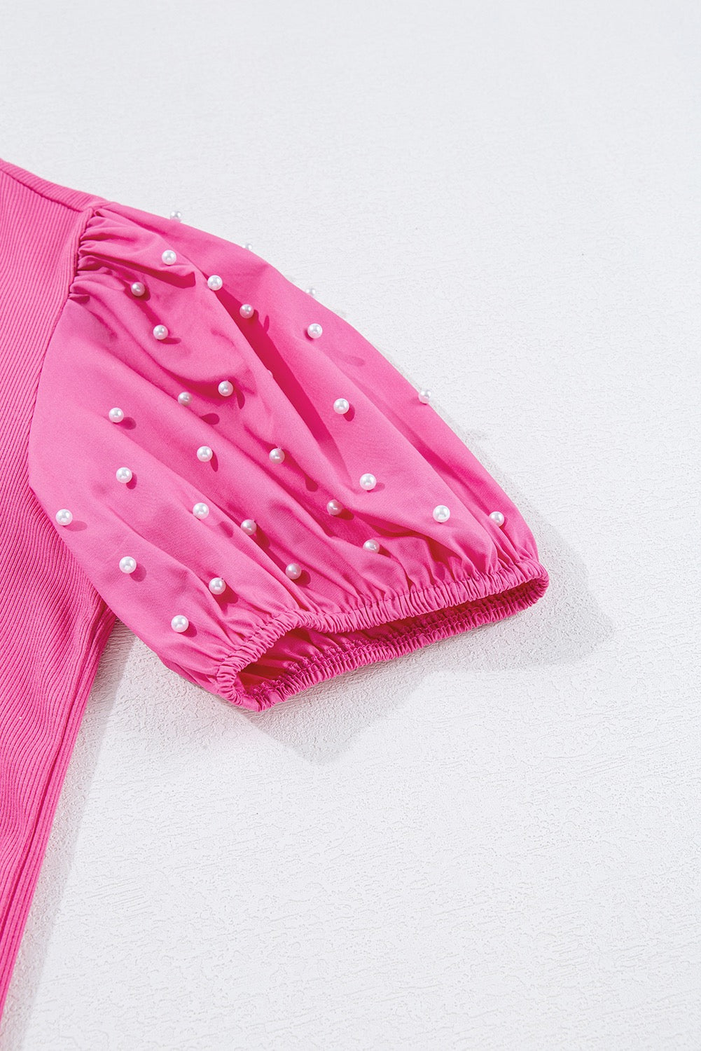 Pink Pearled Puff Sleeve Top