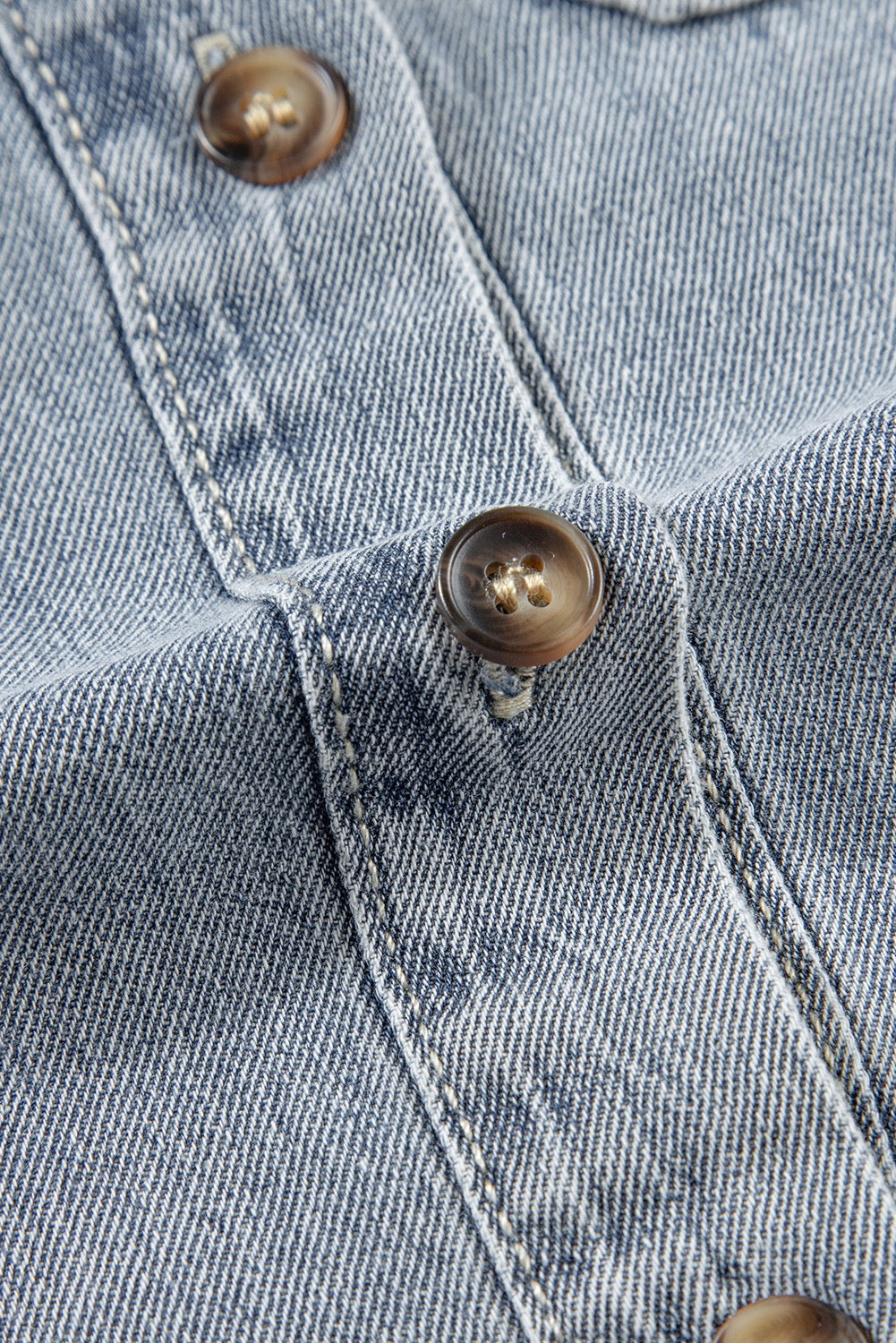 Frayed Ruffle Denim Shirt