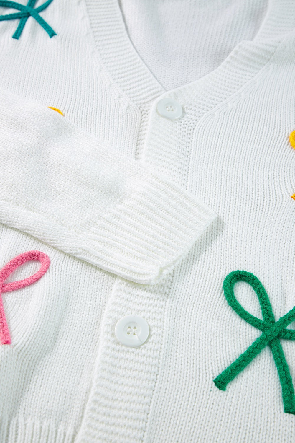 White Knit Bow Cardigan