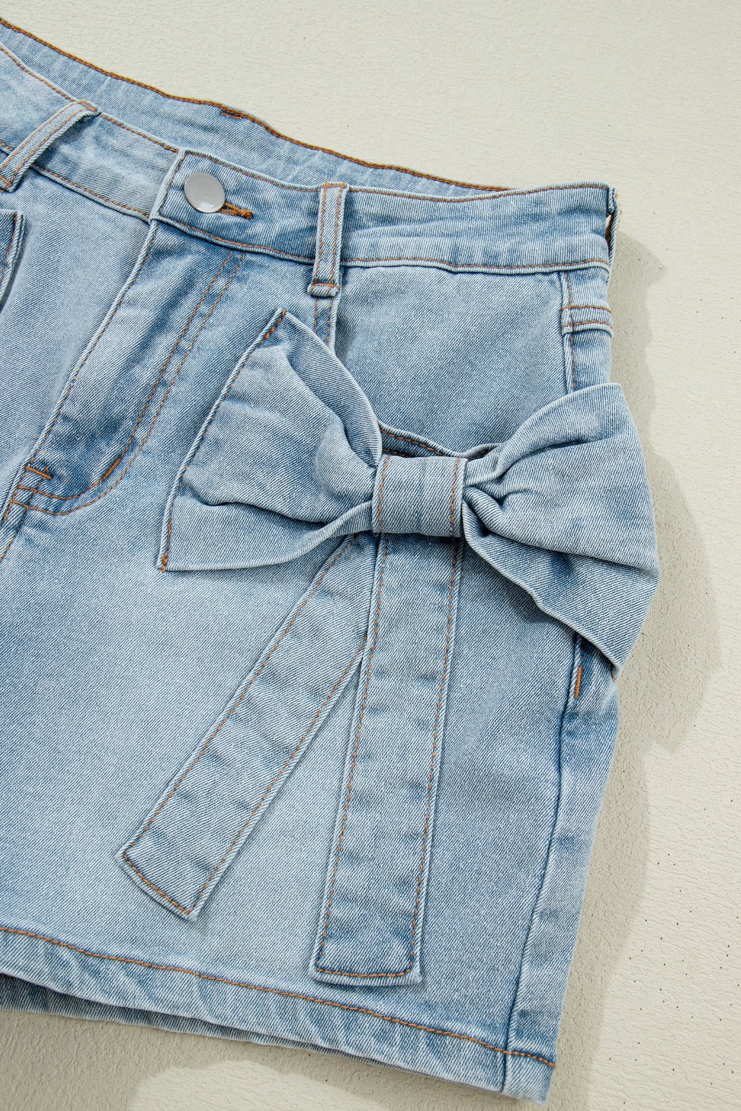 Bow Detail Denim Shorts
