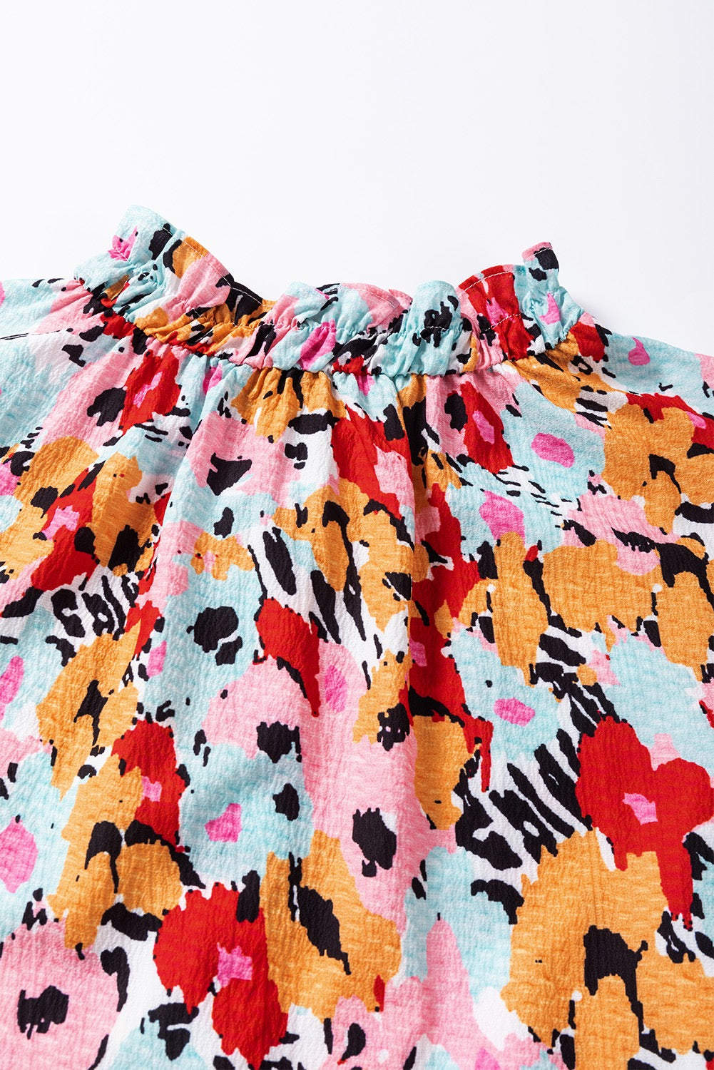 Floral High Neck Blouse with Button Back Detail