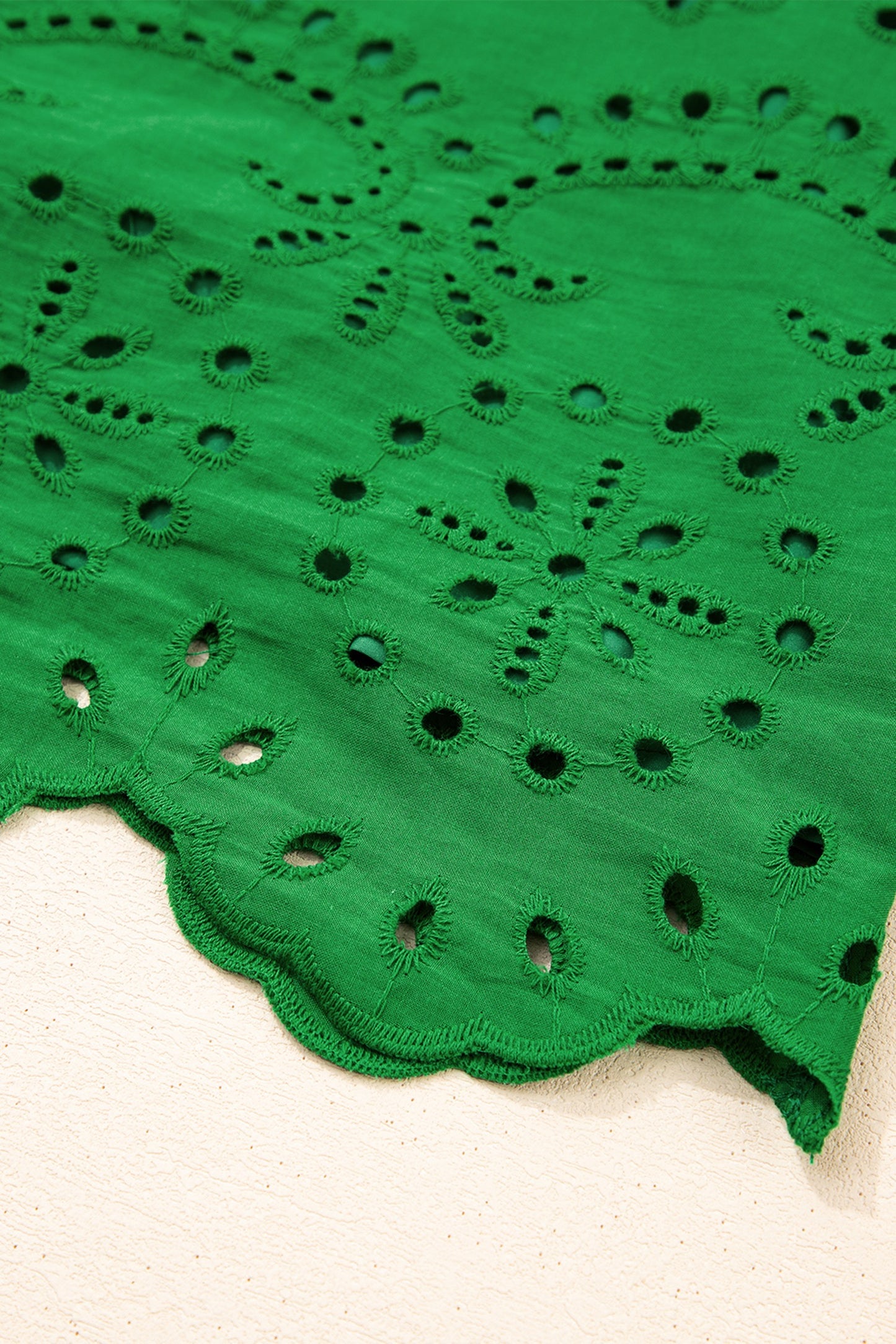Green Eyelet Embroidered Shirt Dress