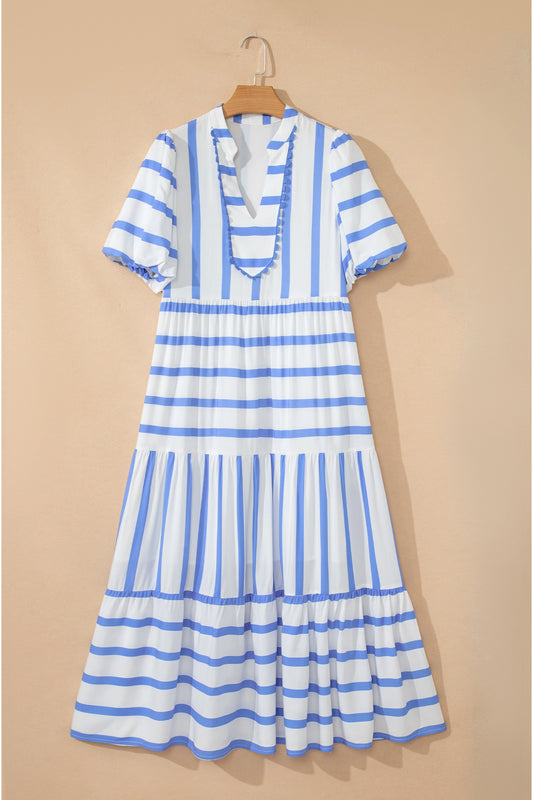 Blue Stripe Ricrac Trim Maxi