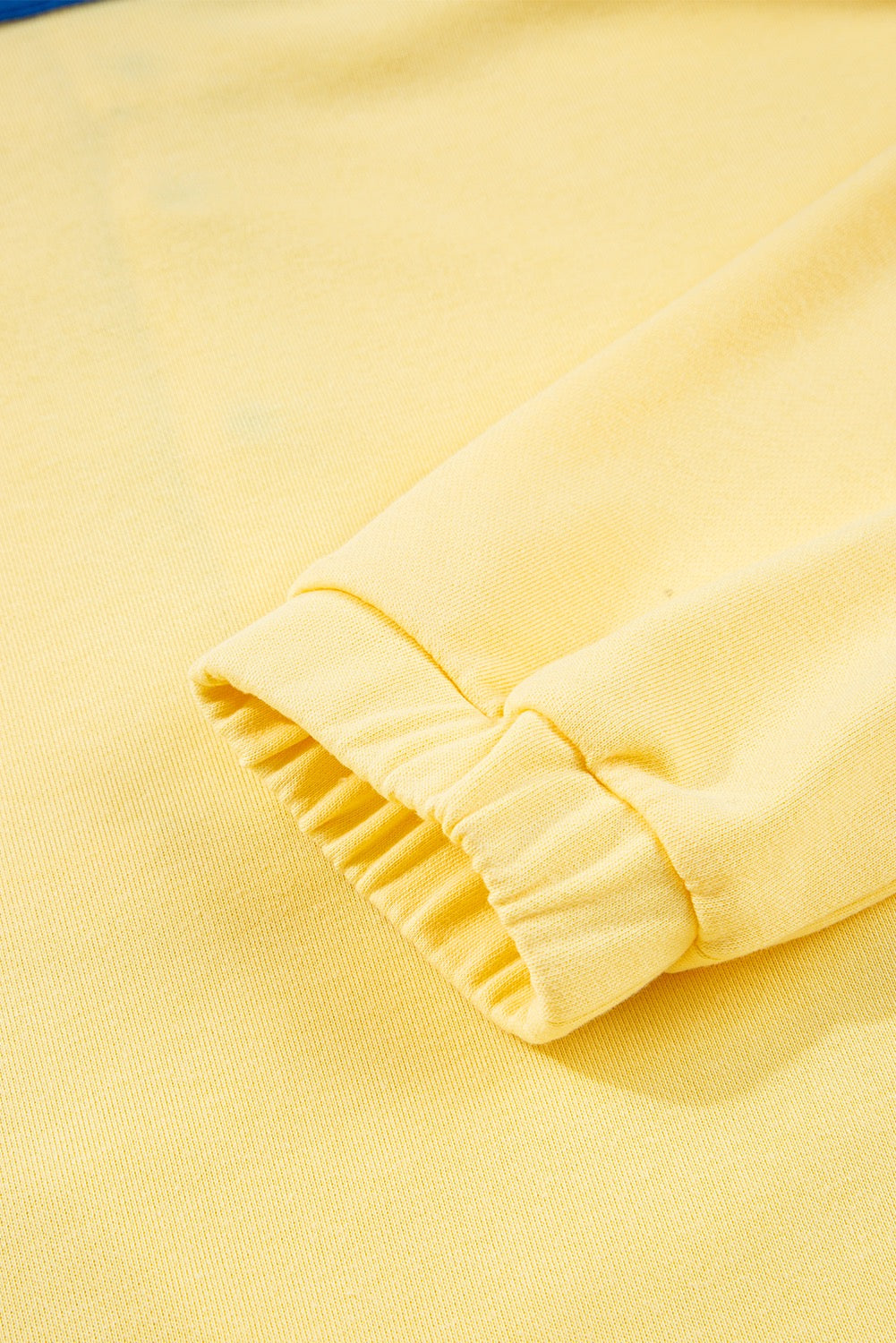 Yellow Color Block Patchwork Half Button Pullover and Shorts 2pcs Outfit