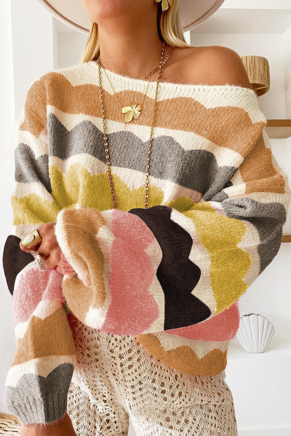 Yellow Wave Striped Sweater