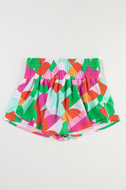 Active Wear Shorts Green Print
