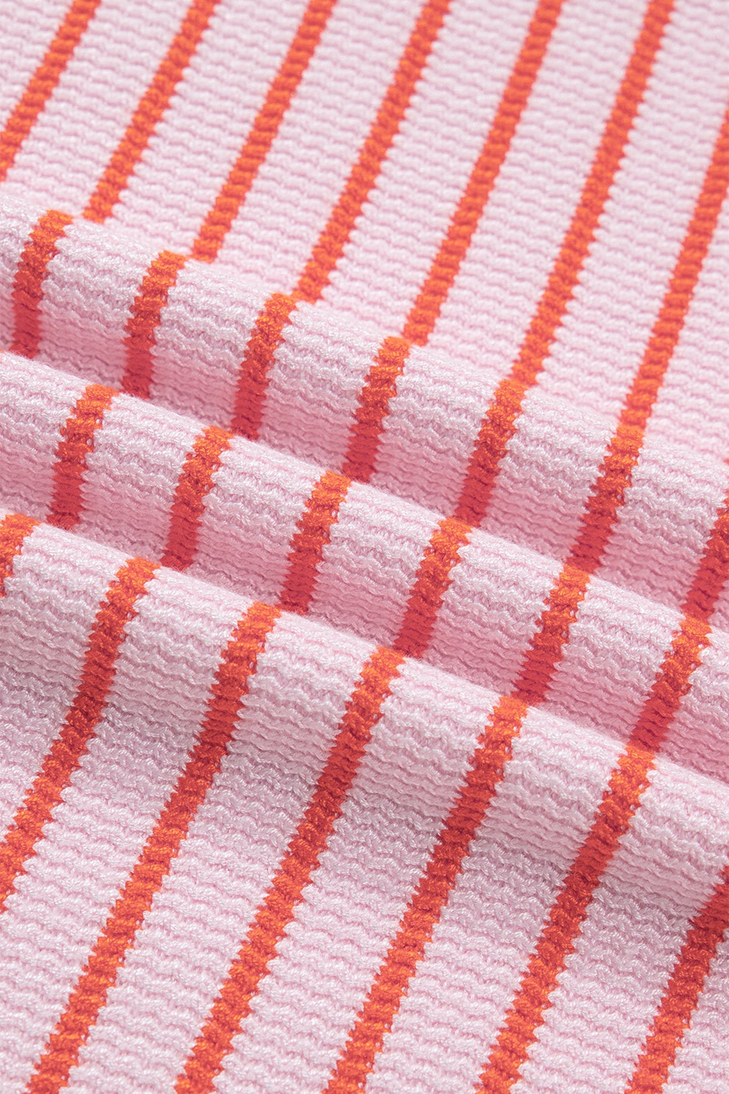 Pink Stripe Textured Knit Sleeveless Casual Sweater Top
