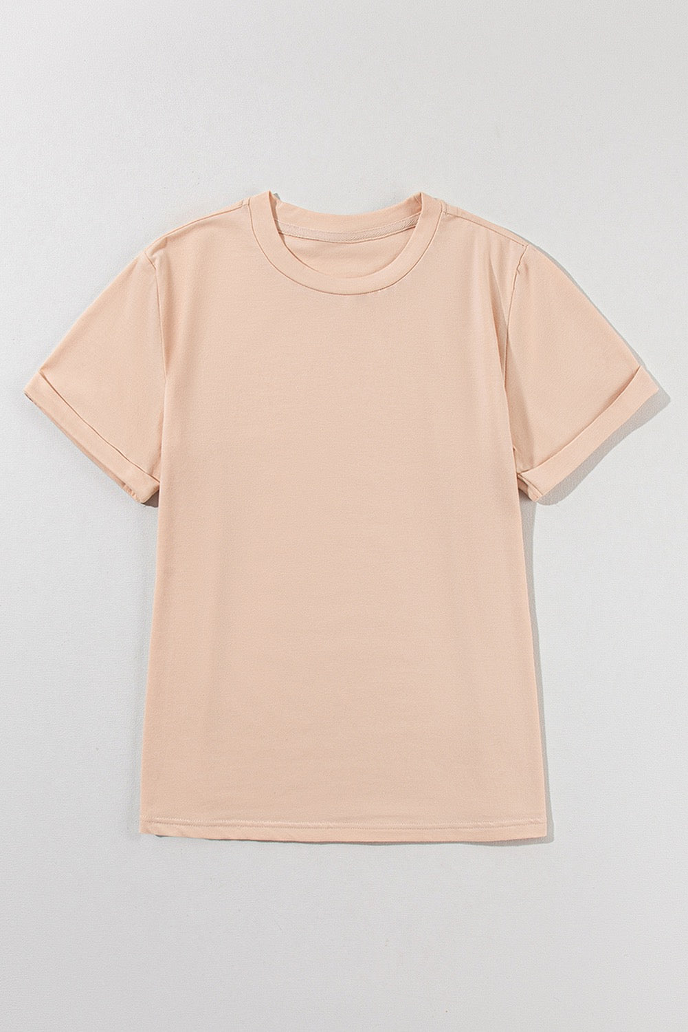 Beige Crew Neck Basic Tee
