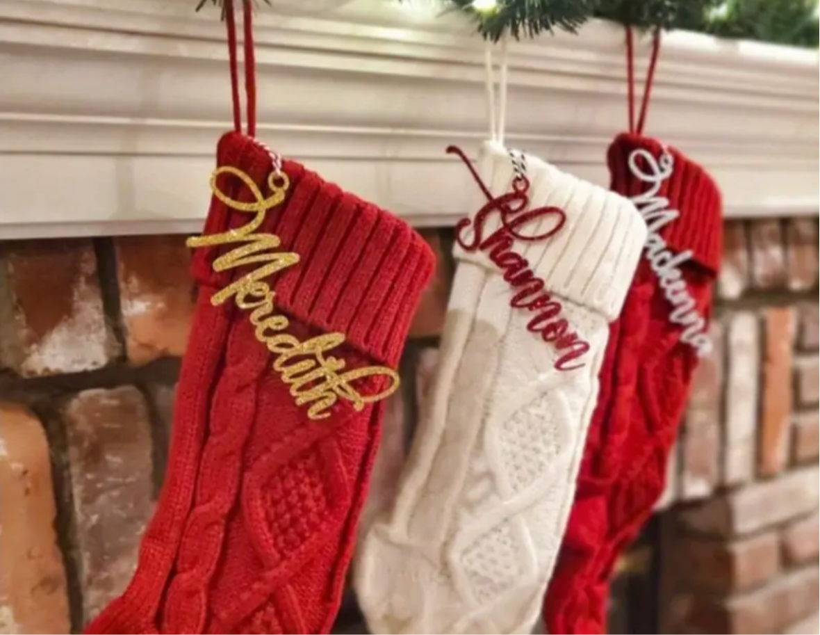 Acrylic Christmas Stocking Name Tag