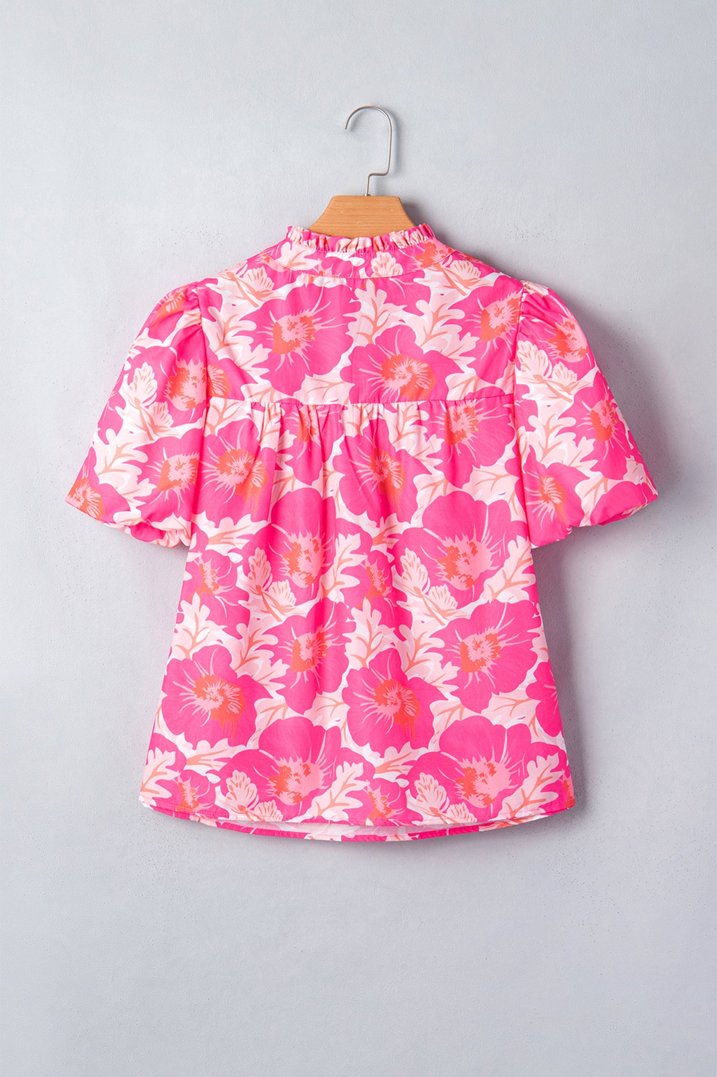 Floral Pink Short Sleeve Summer Blouse
