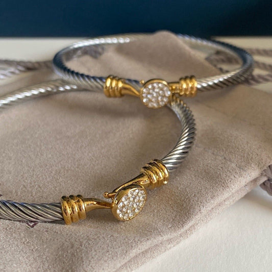 Bangle Wire Bracelet - Silver and Gold
