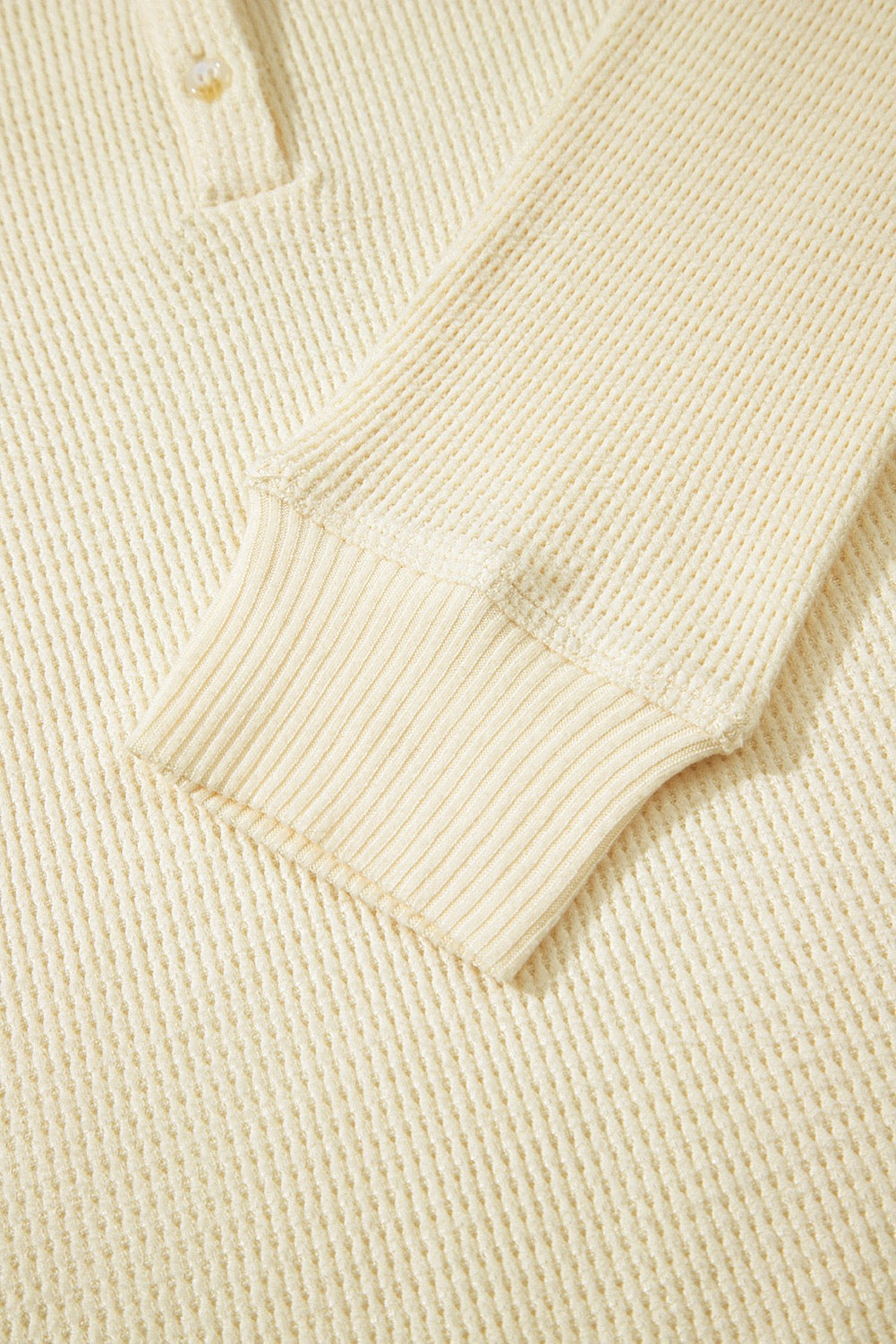 Henley Top Oatmeal Textured Knit Half Buttons