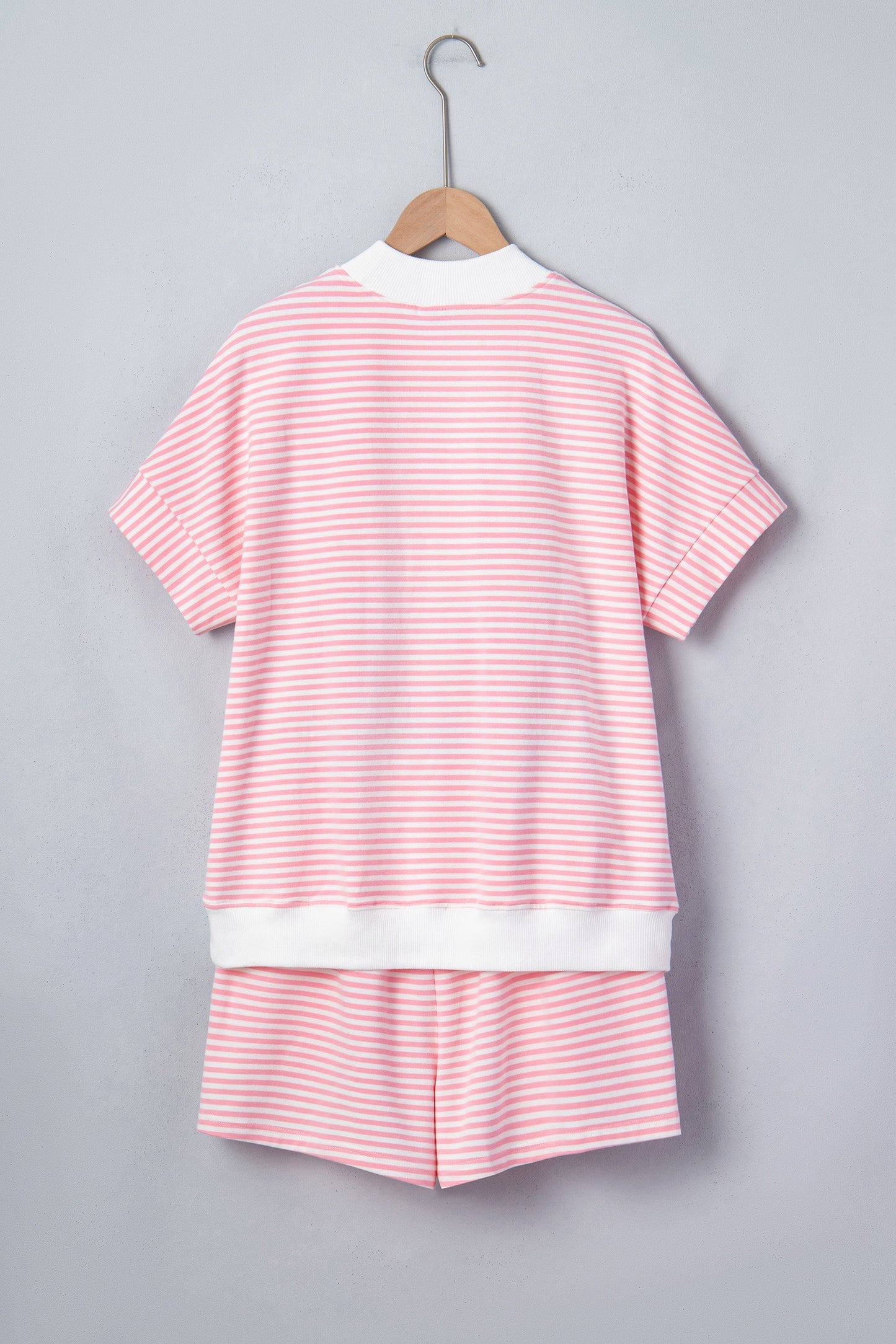 Pink Stripe Shorts Set