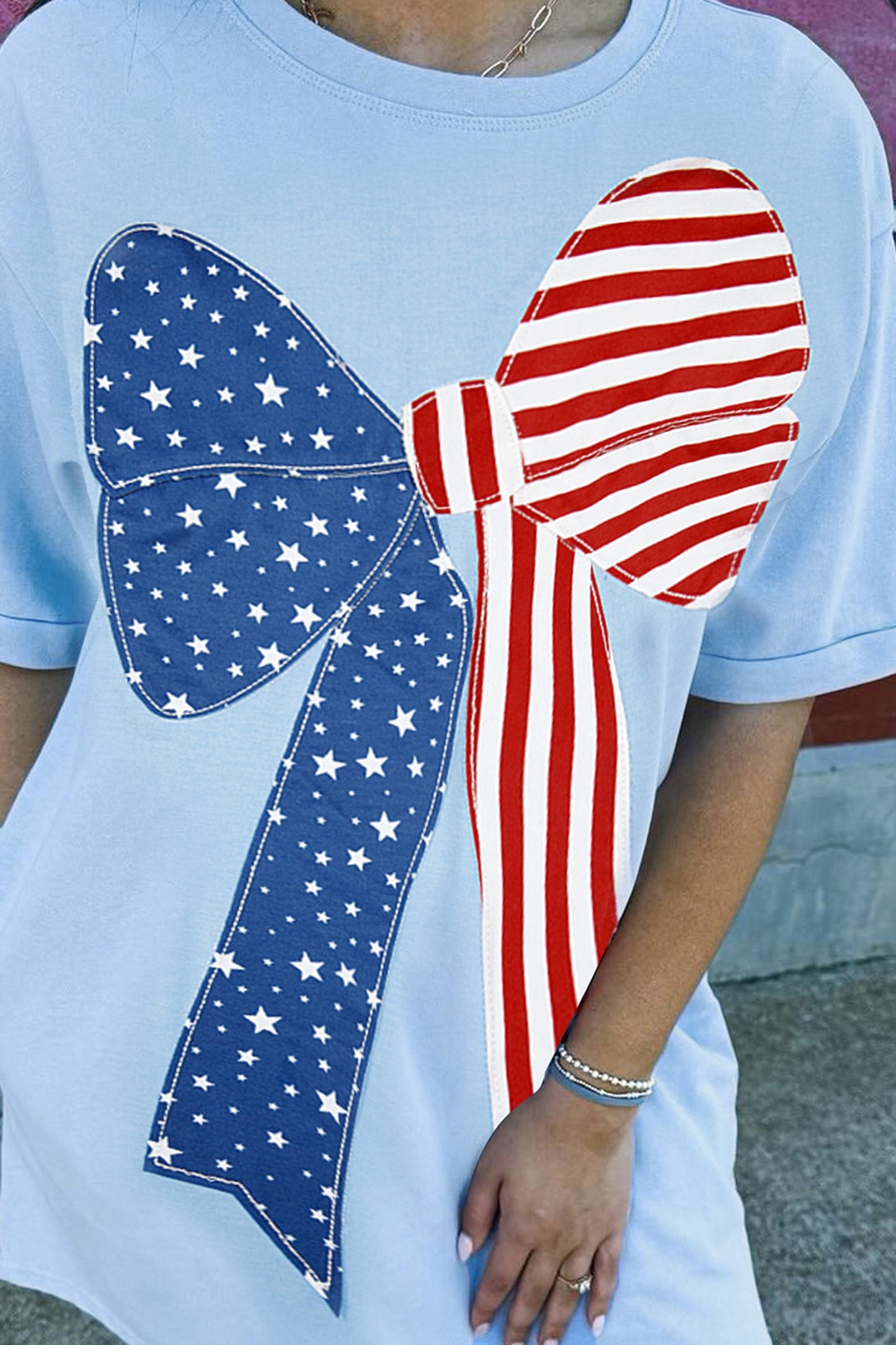 Patriotic Big Bow Stitched Shift Dress
