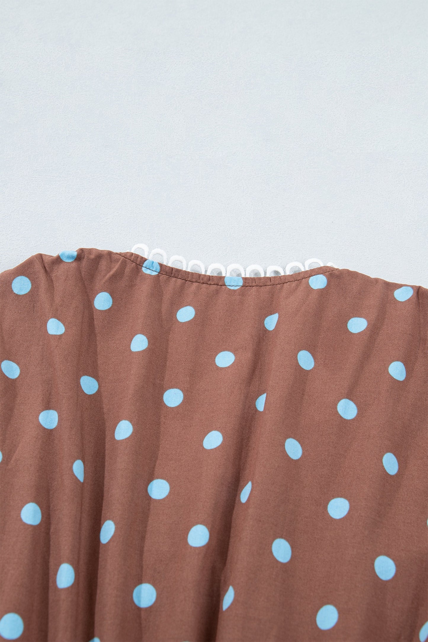 Brown Polka Dot Print Contrast Trim V Neck Zip Up Sleeveless Dress