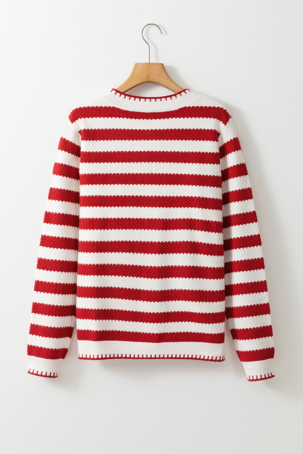 Red Stripe Chic Golden Button Cardigan