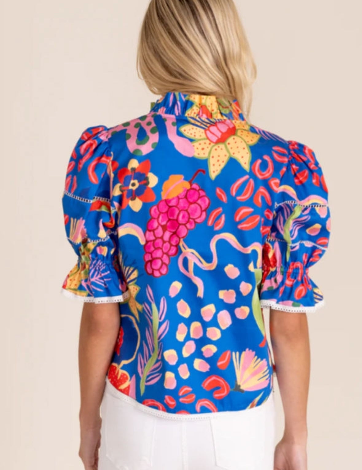 Blue Frill Abstract Blouse