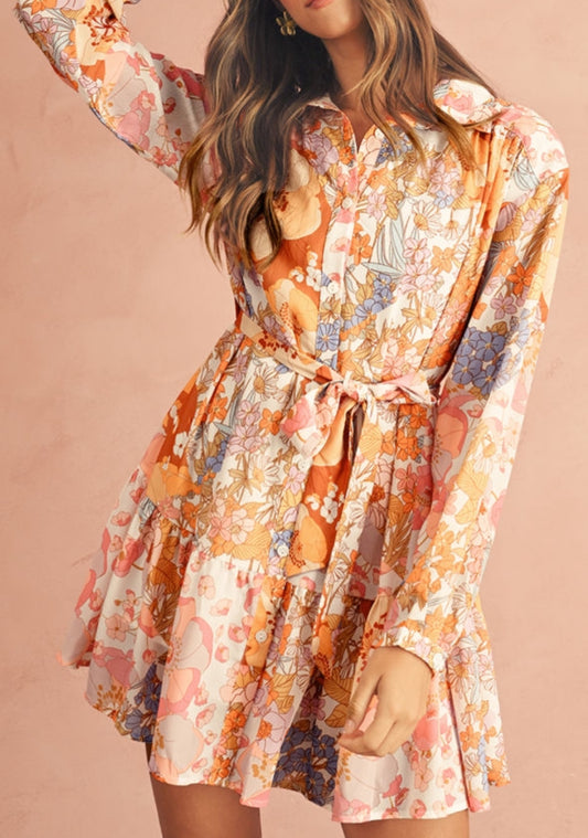 Yellow Floral Ruffle Dress