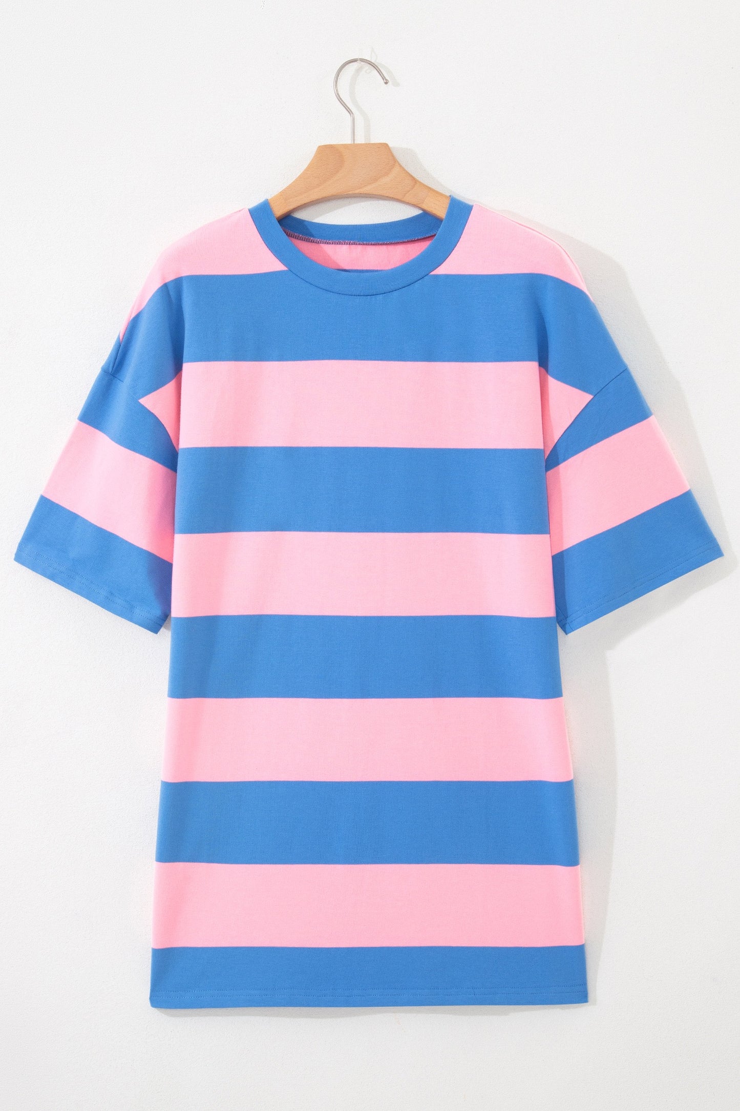 Bright Pink Striped Color Block Oversize Tunic Top