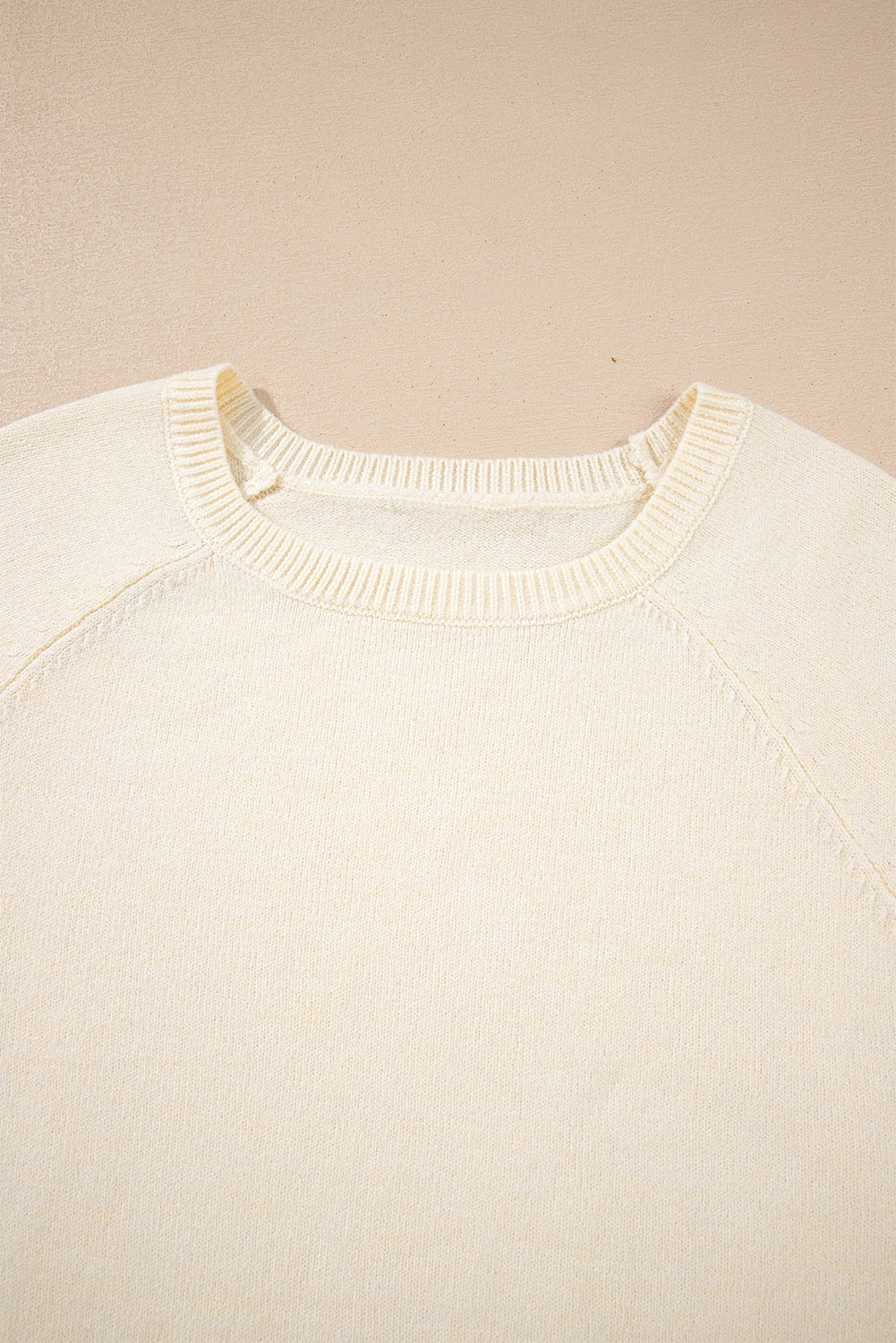 Ivory Buttoned Bishop Sleeve Crew Neck Sweater