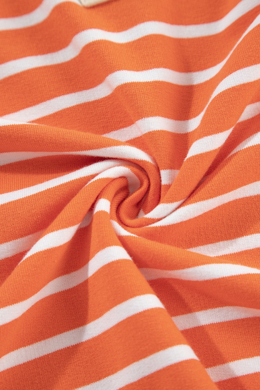 Orange Stripe Color Block Loose Fit Collared Sweatshirt